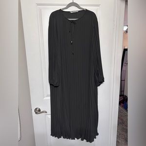 Black Zara pleat dress with neck tie size XXL